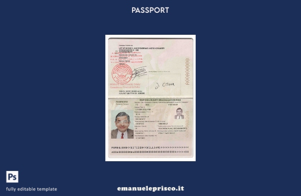 modello di passaporto del Madagascar in stile verificato